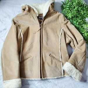 Vintage Y2K 2000s XOXO Tan Suede Shearling Coat XL